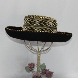 Vintage Dasha 100% Wool Black & Gold Hat